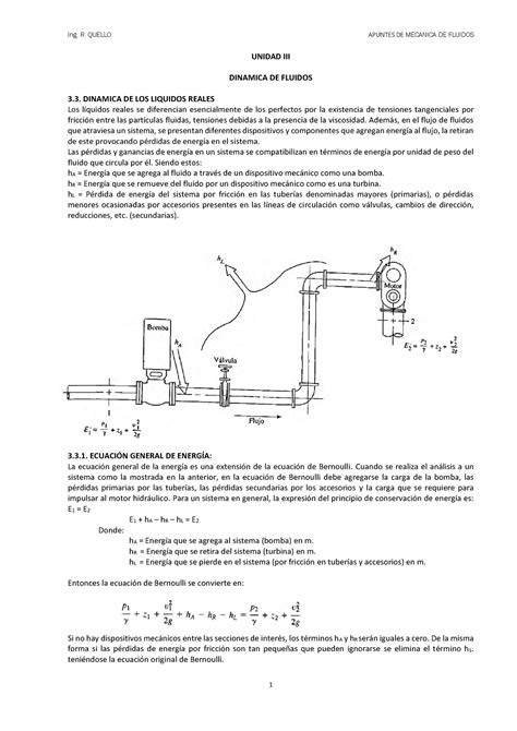 Dinamica de fluidos resúmenes y formulas UNIDAD III DINAMICA DE