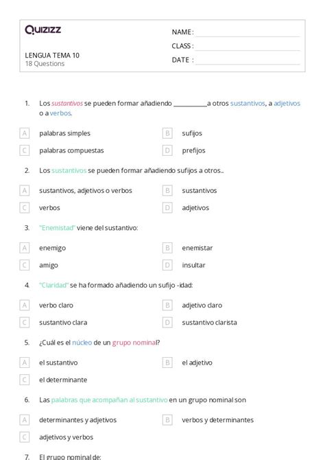 50 Estructura De Las Palabras Compuestas Hojas De Trabajo Para Grado 5