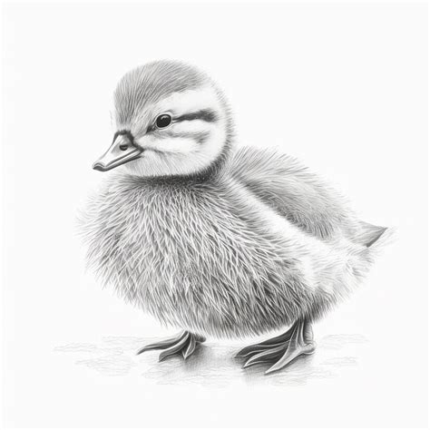 Premium AI Image | Pencil sketch cute baby duck drawing picture AI ...