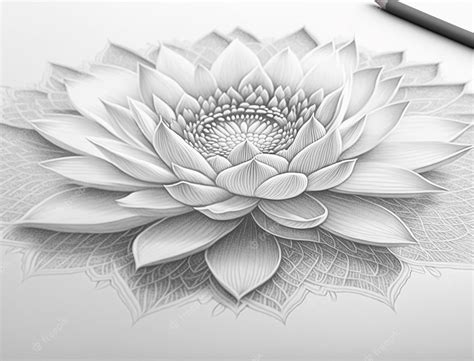 Premium Photo | Lotus flower white drawing mandala art ai generated