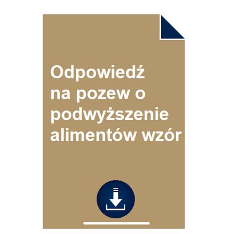 Odpowiedź na pozew o alimenty wzór POBIERZ