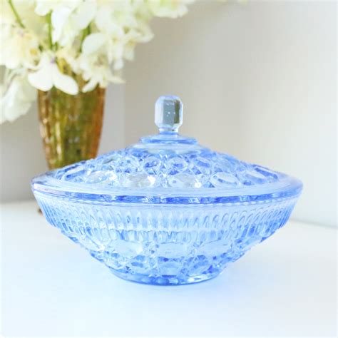 Blue Glass Candy Dish With Lid Covered Candy Dish By Federal