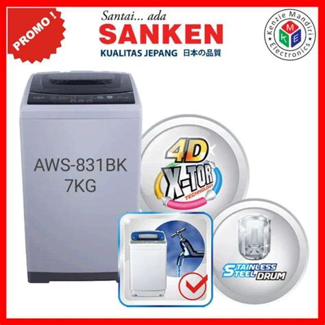 Jual Mesin Cuci 1 Tabung Sanken Aws 831bk Top Loading 7kg Aws831bk Di