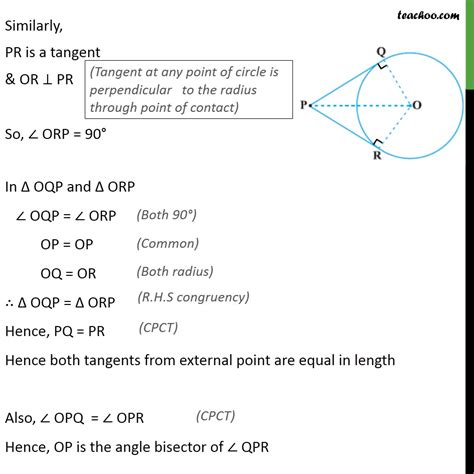 Theorem Class Tangents From External Point Of Circle Are