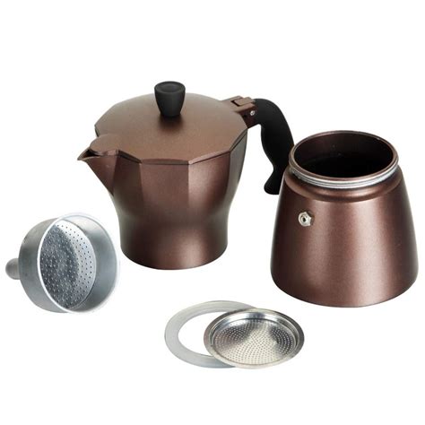 Cafetière Italienne ALUMINIUM coloris Brown Moka 6 Tasses Rossetto