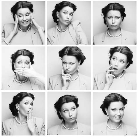 Premium Photo | Woman face expressions composite