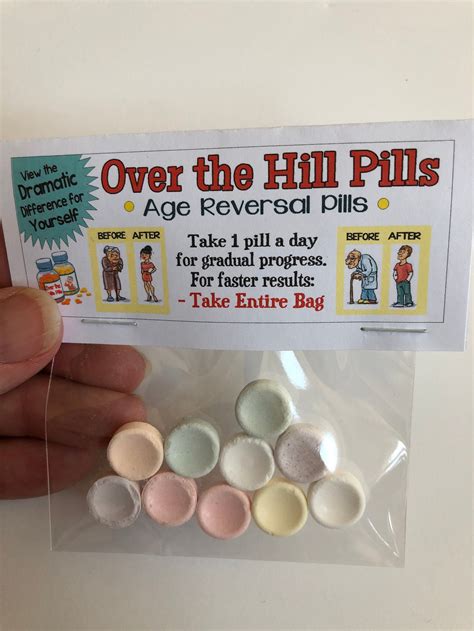 Over The Hill Pills Age Reversal Pills Funny Gag T Bags Etsy