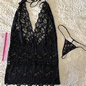 Lingerie For Women Lace Teddy Sexy Deep V Halter Open Back Bodysuit Babydoll S Xxl At Amazon