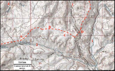 Modified Topographic Map From The USGS National Map Website Showing