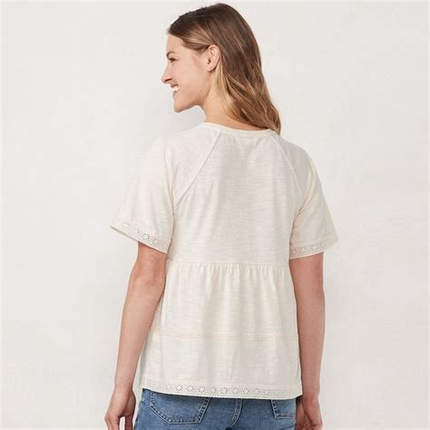 LC Lauren Conrad Lace Hem Peasant Top