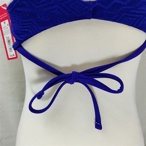 Xhilaration Small Bikini Top Textured Print Cutout Back Purple New EBay