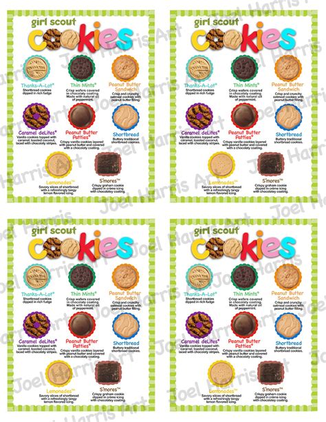 2020 Abc Girl Scout Lanyard Cookie List No Prices Printable Etsy