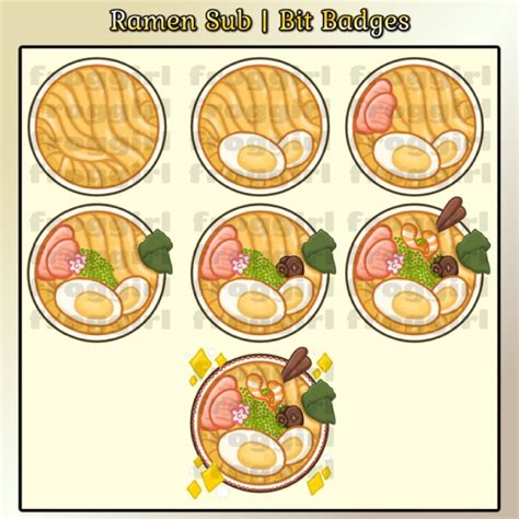 Ramen Sub Bit Badges Emote Cute Kawaii Streamer Twitch Discord