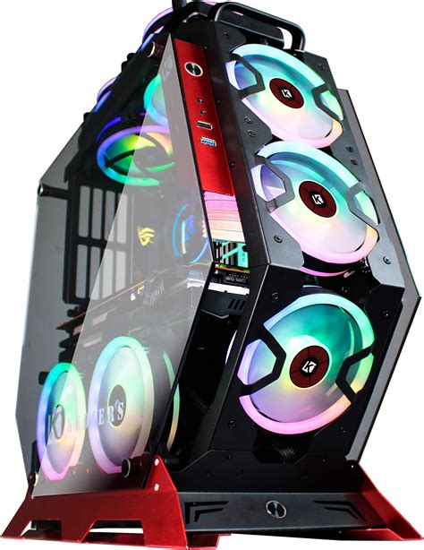 Kediers Pc Case Atx Tower Tempered Glass Gaming Computer Open Frame Case With 7