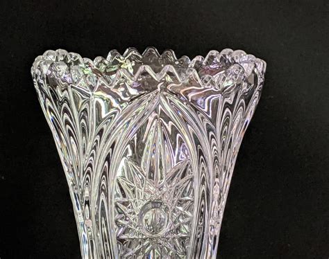 American Brilliant Cut Lead Crystal Footed Vase Clear Bud Etsy