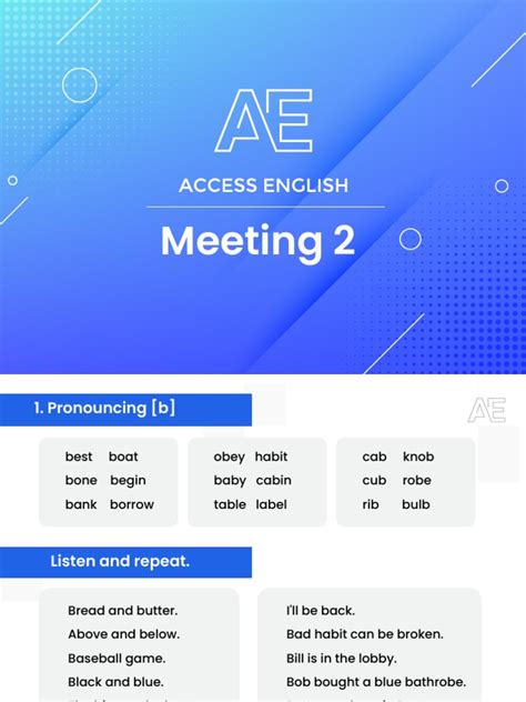 Meeting 2 Pronouncing Consonants B D And ð Pdf