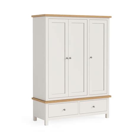 Bowness White Triple Wardrobe Oak World