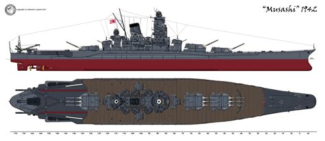 Ijn Battleship Musashi 1942 Yamato Class Battleship Uss Iowa Heavy