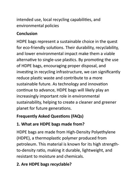 Eco-Friendly Solutions: Why HDPE Bags Are a Sustainable Choice | PDF