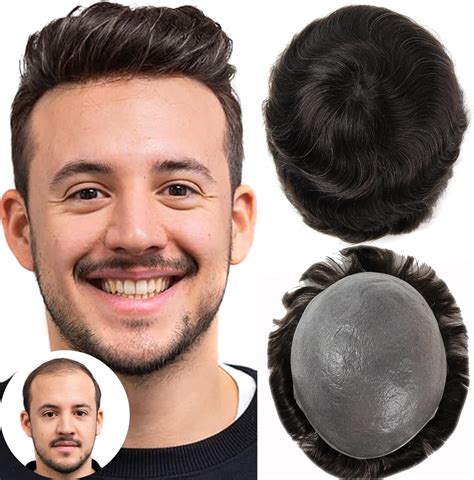 Beeos Toupee Hair For Men 8x10 Inch Real Human Hair Mens Hair Piece 0 03mm Pu