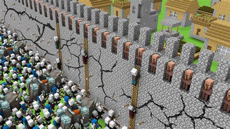 Minecraft Battle Villagers Build A Wall And Protect The Village From