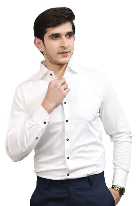 (ON00517-B) White Shirt Black Buttoned For Men – Tailor Tag