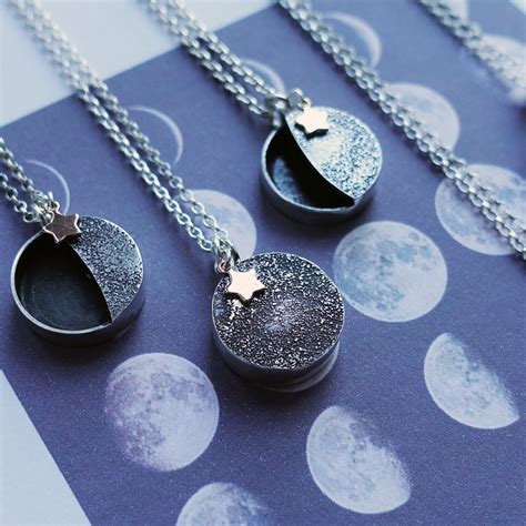 Personalised Silver Moon And Star Necklace Cari Jane Hakes