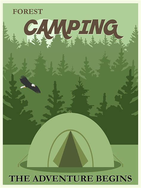 Vintage Camping Poster Drawing by Travel Poster