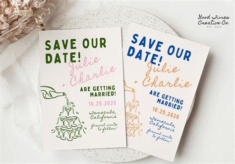 Wedding Save The Date Template Editable Hand Drawn Handwritten Save