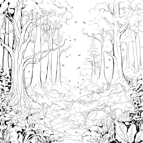 Descarga Página Para Colorear De Bosque Con árboles Y Pájaros Coloring Pages En Línea Creative