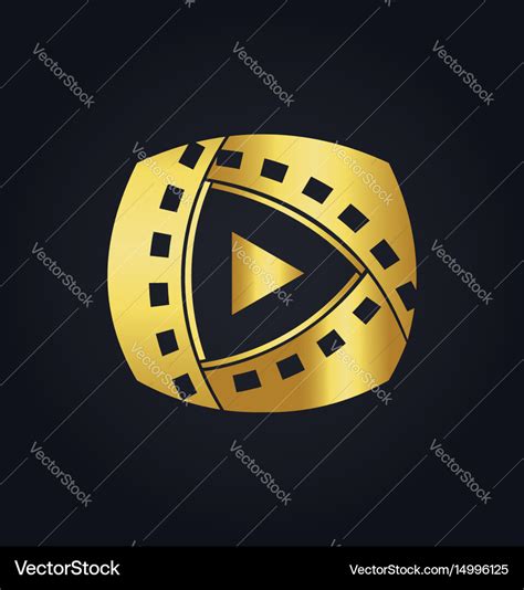 Play film media technology gold logo Royalty Free Vector