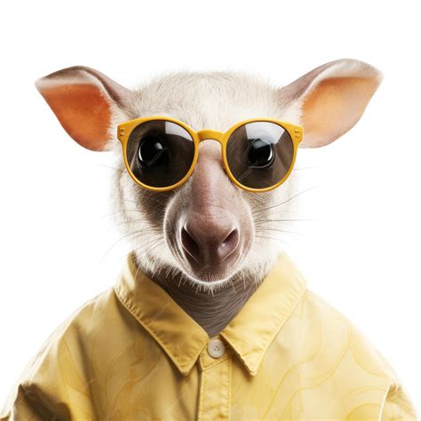 Premium AI Image | Closeup of Aardvark with sunglasses on white background