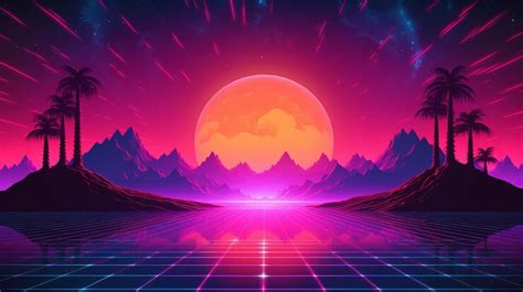 Premium AI Image | 80s Synthwave Retrowave Background Wallpaper