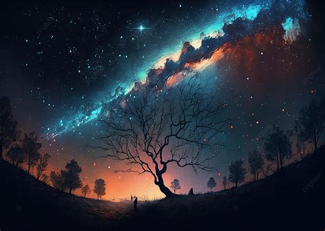 Night Starry Sky Colorful Dream Scene Background, Starry Sky, Dream ...