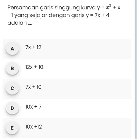 Solved Persamaan Garis Singgung Kurva Y X X Yang Sejajar Dengan