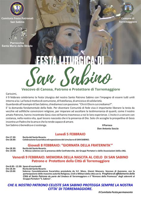 Febbraio Programma Festa Liturgica Del Patrono E Protettore Di