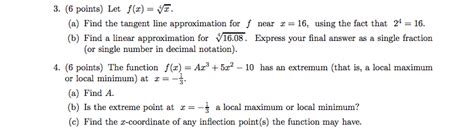 Solved Let F X 4 Squareroot X Find The Tangent Line