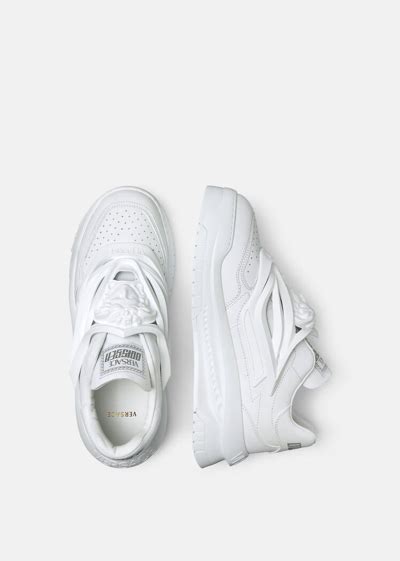 Versace Odissea Caged Rubber Medusa Sneakers In White Modesens