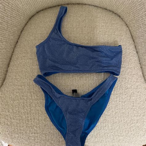 Triangl Sparkly Blue Bikini One Shoulder Small Depop