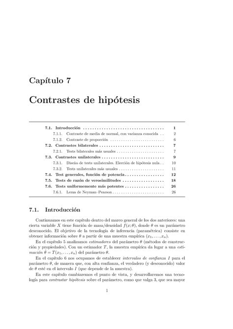 Verosimilitud Contrastes De Hipótesis Cap ́ıtulo 7 Contrastes De