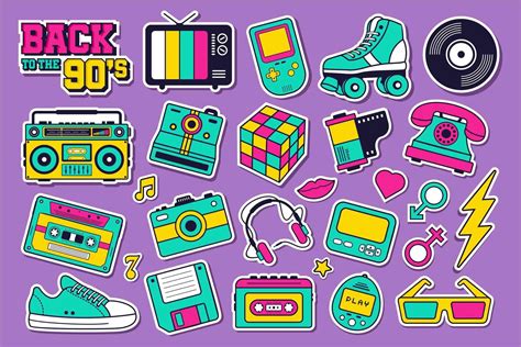 Set Sticker Back to the 90's Design Coll Graphic by Kerja Serabutan ...
