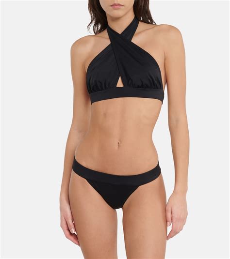 Crossover Halterneck Bikini Top In Black Norma Kamali Mytheresa