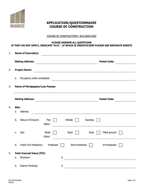 Fillable Online Builders Risk Application Doc Fax Email Print Pdffiller