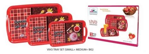 Red Spl Plastic Vivo Tray Set Small Medium Big Printed At Rs 296 Piece