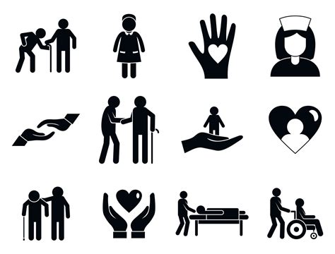 Caregiver Icons Set Simple Style 8883393 Vector Art At Vecteezy