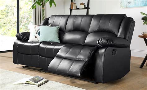 Dakota 3 Seater Recliner Sofa Black Classic Faux Leather Only 499 99