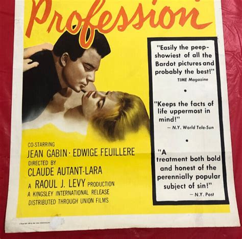 LOVE IS MY PROFESSION INSERT MOVIE POSTER 1959 BRIGITTE BARDOT JEAN