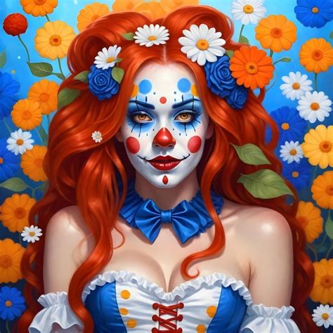 Premium Photo A Painting Of A Woman With A Face Painted Like A Clown