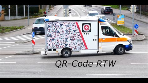 Qr Code Rtw Der Johanniter Ludwigsburg Stuttgart Auf Einsatzfahrt Youtube