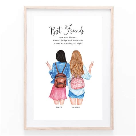 Personalised Best Friends Print Best Friend T Friendship Etsy